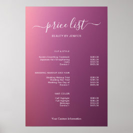 Modern Minimalist Salon Price List Sign for Beauty Poster