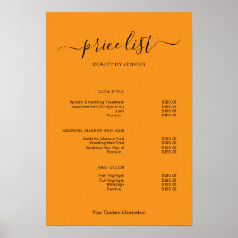Modern Minimalist Salon Price List Sign for Beauty Poster