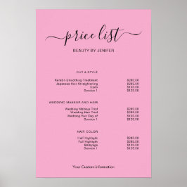 Modern Minimalist Salon Price List Sign for Beauty Poster