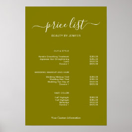 Modern Minimalist Salon Price List Sign for Beauty Poster