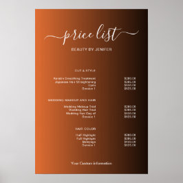 Modern Minimalist Salon Price List Sign for Beauty Poster