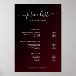 Modern Minimalist Salon Price List Sign for Beauty Poster
