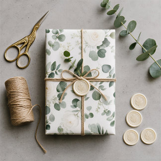 Modern minimalist salvia grön floral eukalyptus presentpapper