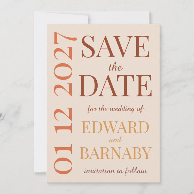 Modern Minimalist Save the Date Card with Oversize Spara Datumet (Framsida)