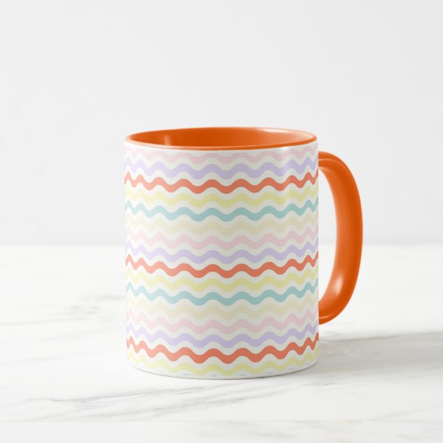 Modern Minimalist Scalloped Pastel Waves Linear Mugg (Framsida höger)