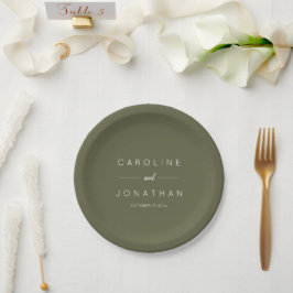 Modern Minimalist Script Custom Wedding Olive Moss