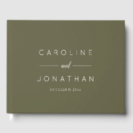 Modern Minimalist Script Custom Wedding Olive Moss Gästböcker