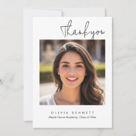 Modern Minimalist Script Graduation Thank You Card Kort