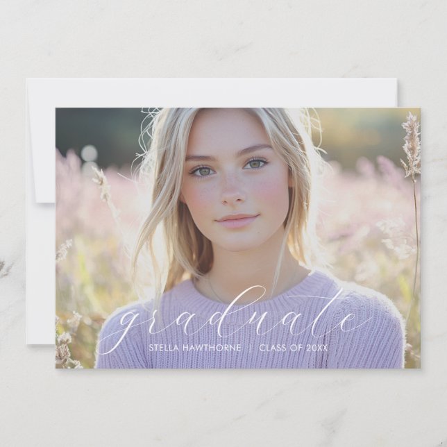 Modern Minimalist Script Photo Graduation Meddelande (Framsida)