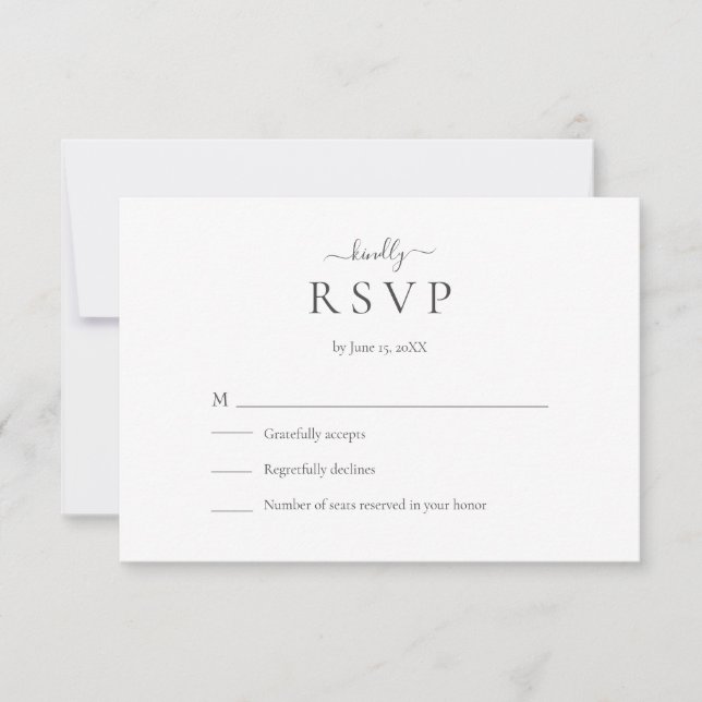 Modern Minimalist Script Wedding RSVP Card OSA Kort (Framsida)