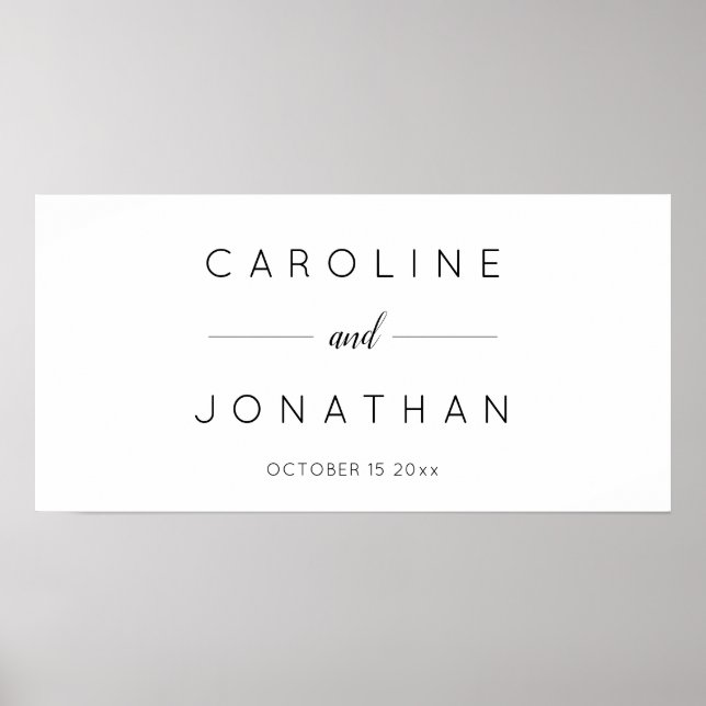 Modern Minimalist Script White Custom Wedding Poster (Framsidan)