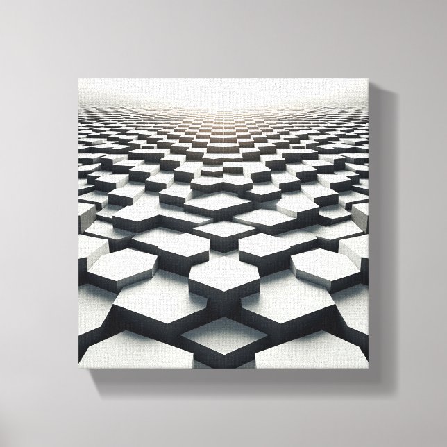 Modern minimalist sexkantig matris - Abstrakt 3D  Canvastryck (Framsida)
