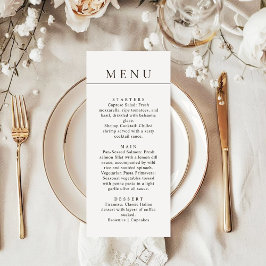 Modern Minimalist Simple Black Line Wedding Dinner Meny