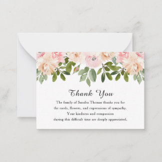Modern Minimalist Simple Elegant Funeral Thank You Anteckningskort