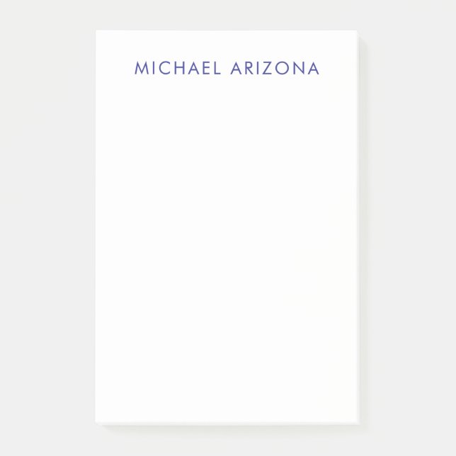 Modern Minimalist Simple Plain Own Name Post-it Block (Framsida)