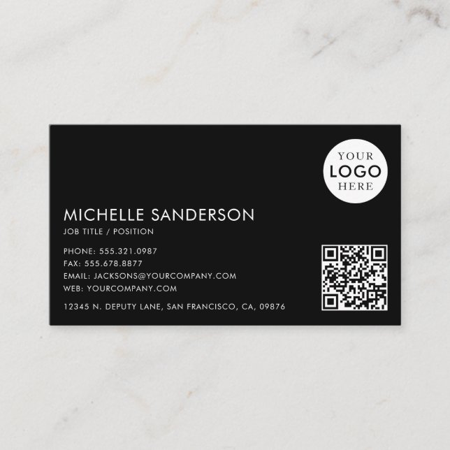 Modern Minimalist Simple Professional QR Code Logo Visitkort (Framsida)