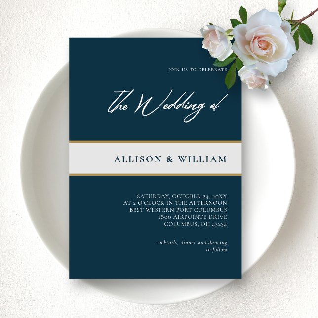 Modern minimalist skrift : Smaragdblå bröllopsinbj Inbjudningar (Modern Minimalist Script _ Emerald Blue Wedding Invitation)
