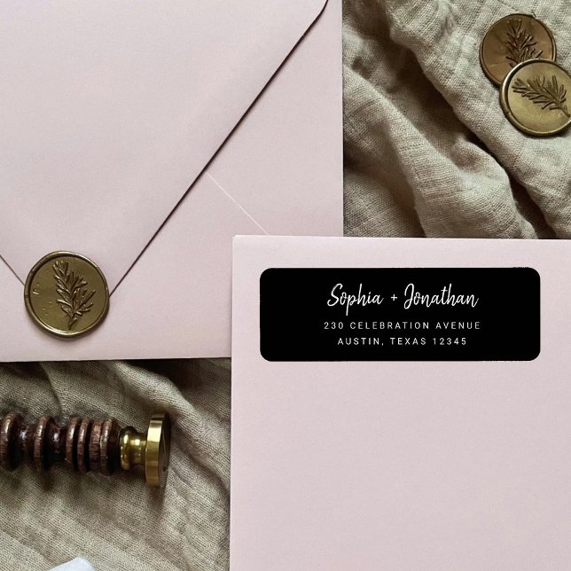 Modern minimalist skript | Bröllops returadress Etikett (Skapare uppladdad)