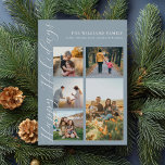 Modern minimalist skript familjefoto collage julkort<br><div class="desc">Skapa din egen familjefoto collage julkort. Fira julen med personliga julkort med dina favorit familjefoton.</div>