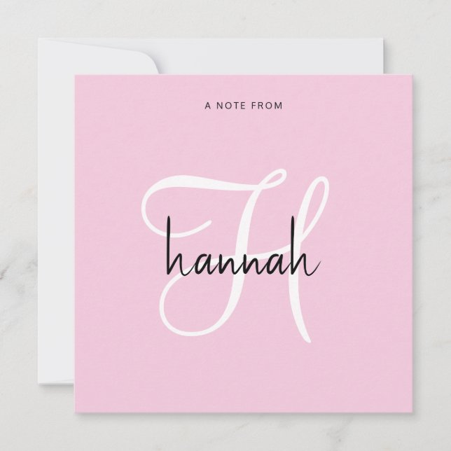 Modern minimalist skript monogram not från anteckningskort (Framsida)