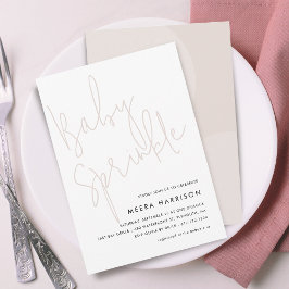 Modern minimalist skript Rosa Baby Sprinkle Inbjudningar
