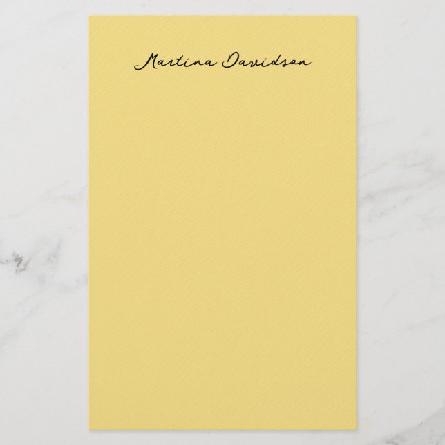 Modern minimalist slät jasminfärg skapa namn brevpapper (Framsida)