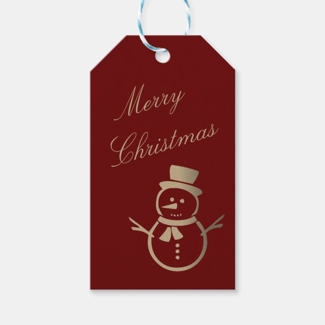 Modern minimalist snöman God Jul Presentetikett (Framsidan)