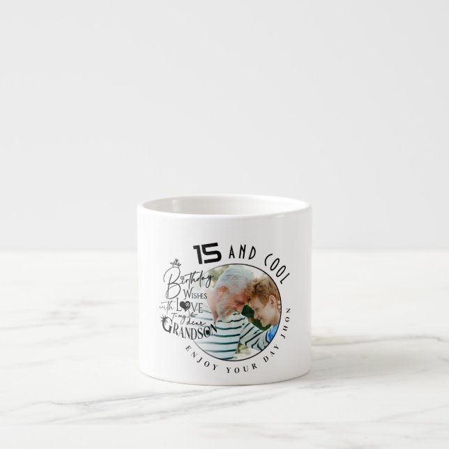 Modern minimalist sonsons födelsedag espressomugg (Framsidan)