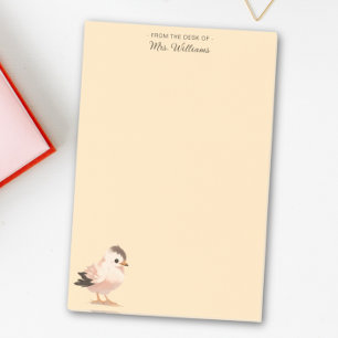Modern minimalist söt fågel monogram skript gul post-it block