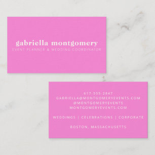Modern minimalist söt pink eventplanerar-design visitkort