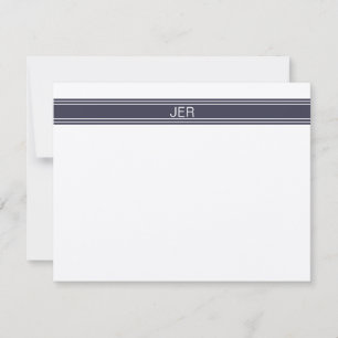 Modern minimalist sotblå monogram   anteckningskort