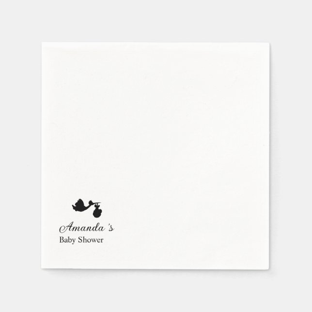 Modern & Minimalist Stork Silhouette Barnrumsfest Pappersservett (Framsidan)