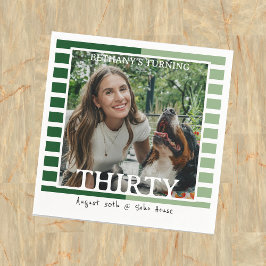 Modern Minimalist Striped 30th Birthday Photo Pappersservett