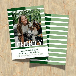 Modern Minimalist Striped Thirtieth Birthday Photo Inbjudningar