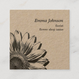 Modern Minimalist Sunflower | Square Business Card Fyrkantigt Visitkort