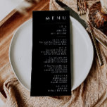 Modern minimalist | Svart Bröllop-midmeny Meny<br><div class="desc">Denna moderna minimalist | Svart bröllop-middagsmeny är perfekt för din klassboho bröllop. Dess enkla, unika abstrakta utformning tillsammans med ett minimalt skript för contemporaryn och ett svartvitt färg palett ge för den här produkten känner elegantens formella lyx samtidigt som den förblir förenklad, chic bohemisk. Behålla den som den är eller...</div>