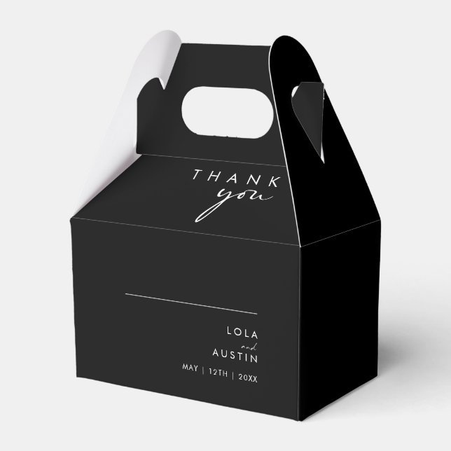 Modern minimalist | Svart bröllopsfavoritruta Presentaskar (Framsidan Sidan)