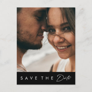 Modern Minimalist Svart Djärv Foto Rädda Datum Inbjudan Vykort