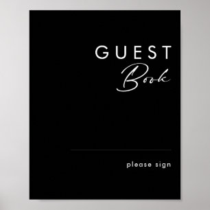 Modern Minimalist Svart gästbokssida Poster