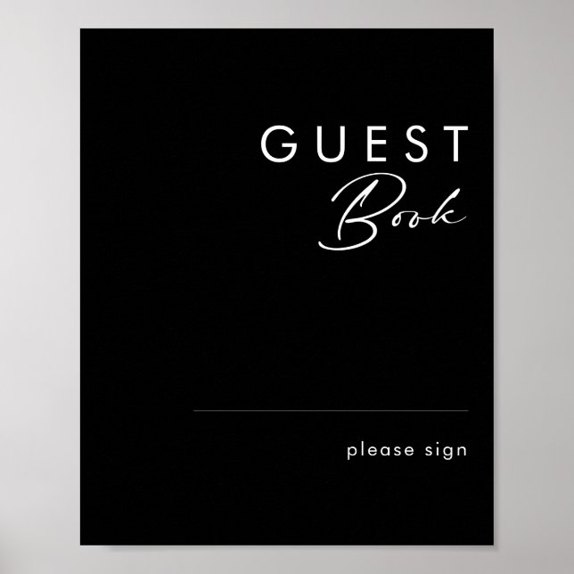 Modern Minimalist | Svart gästbokssida Poster (Framsidan)