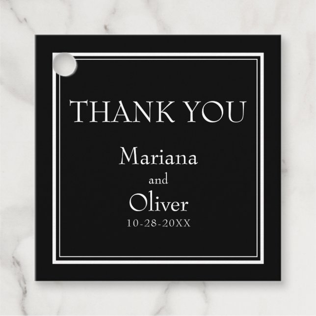 Modern minimalist svart gåvor etiketter (Framsida)