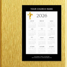Modern minimalist svart guld 2026 kalender magnet