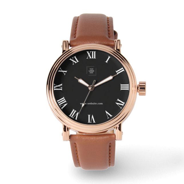 Modern minimalist svart klocklogotyp & webbplats armbandsur (Framsida)