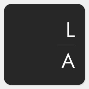 Modern minimalist   Svart monogram kuvertförseglin Fyrkantigt Klistermärke