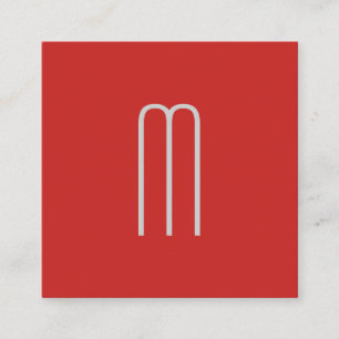 Modern minimalist, svart monogram rött svart fyrkantigt visitkort