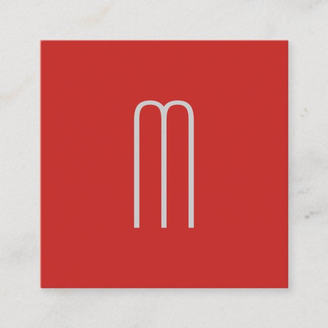 Modern minimalist, svart monogram rött svart fyrkantigt visitkort (Framsida)