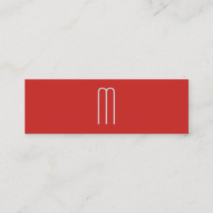 Modern minimalist, svart monogram rött svart mini visitkort
