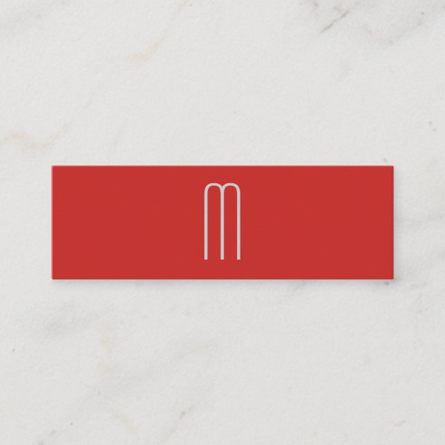 Modern minimalist, svart monogram rött svart mini visitkort (Framsida)