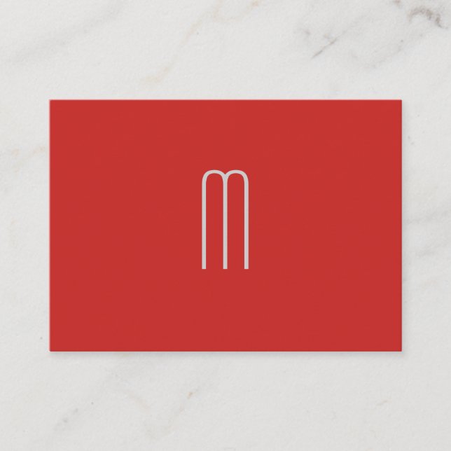 Modern minimalist, svart monogram rött svart visitkort (Framsida)
