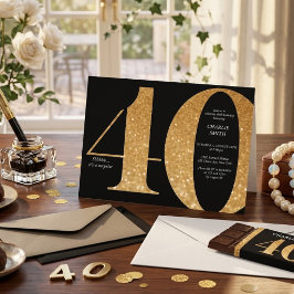 Modern minimalist svart och guld 40-årsfest inbjudningar